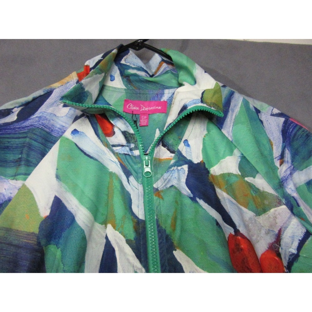 Claire Desjardins Jacket Women Small Multicolor Growing Floral Art Print Stretch - Picture 9 of 13